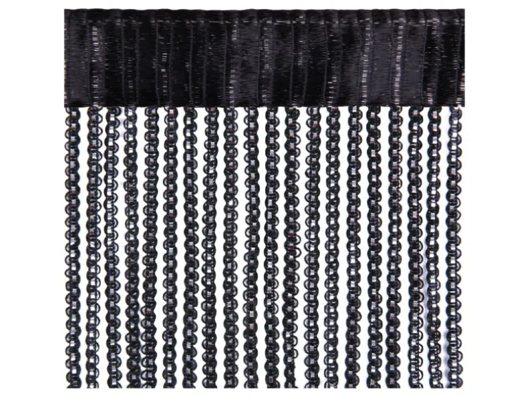 Arsvita Fadenvorhang Fadengardine Gardine Vorhang Metall-Optik 140 cm x 250 cm Stangendurchzug Schwarz
