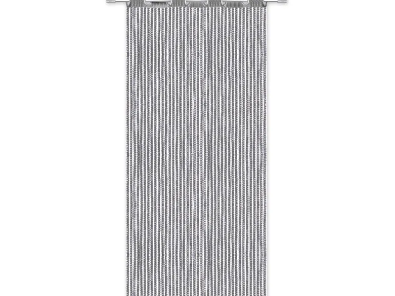 Arsvita Fadenvorhang Fadengardine Gardine Vorhang Metall-Optik 140 cm x 250 cm Ösen Dunkelgrau