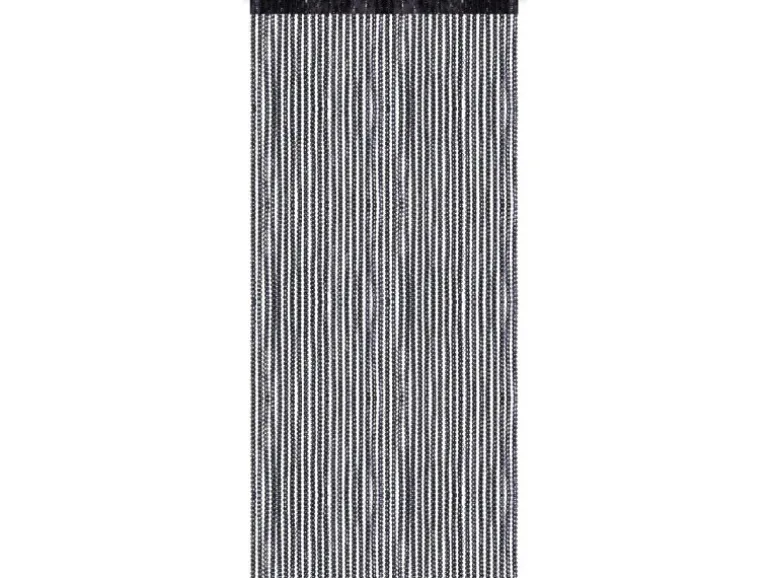Arsvita Fadenvorhang Metall Optik Gardine Vorhang Lurex Universalband Schwarz 140 cm x 250 cm