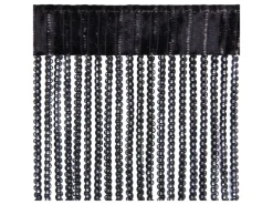 Arsvita Fadenvorhang Metall Optik Gardine Vorhang Lurex Universalband Schwarz 140 cm x 250 cm
