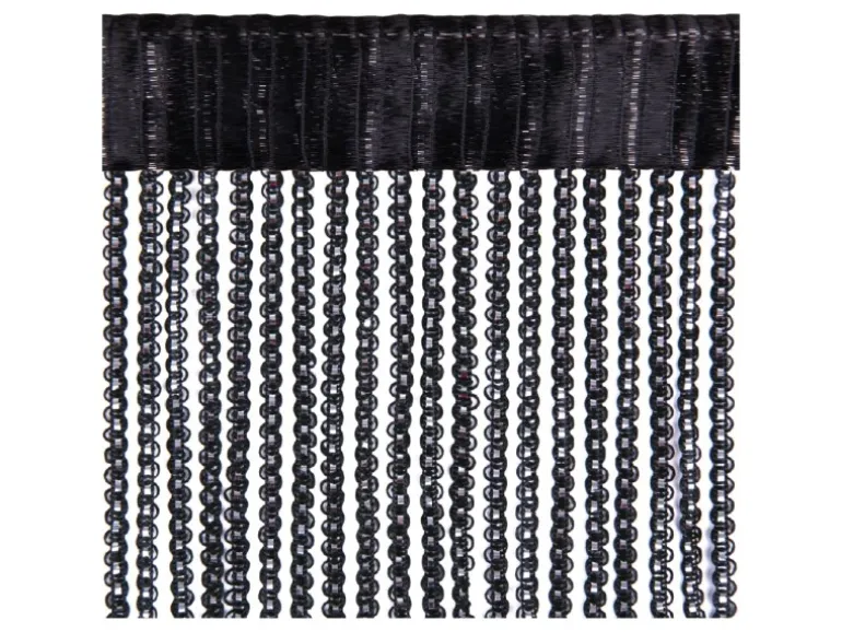 Arsvita Fadenvorhang Metall Optik Gardine Vorhang Lurex Universalband Schwarz 140 cm x 250 cm