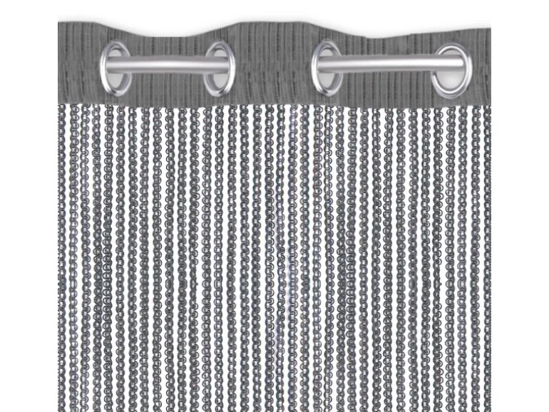 Arsvita Fadenvorhang Trennvorhang Dekoschal Gardine Metall-Optik Ösen 140 cm x 250 cm Anthrazit