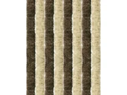 Arsvita Flauschvorhang Flauschgardine Vorhang 100 cm x 220 cm Unistreifen Beige Braun