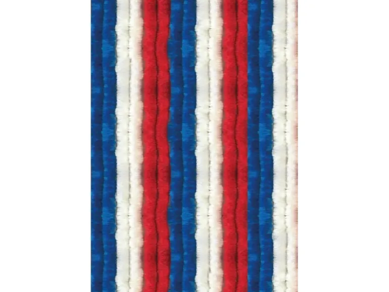 Arsvita Flauschvorhang Flauschgardine Vorhang 140 cm x 220 cm Unistreifen Rot Weiß Blau