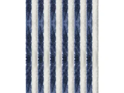 Arsvita Flauschvorhang Flauschgardine Vorhang 140 cm x 220 cm Unistreifen Dunkelblau Weiß
