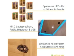 Artsauna Infrarotkabine Wärmekabine Esbjerg mit Triplex Heizsystem und Hemlockholz