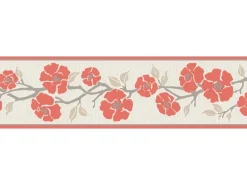 A.S. Création Borte selbstklebend Blumen 5 m x 17 cm Rot-Weiß