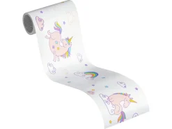 A.S. Création Borte selbstklebend Einhörner 5 m x 13 cm Rosa-Weiß