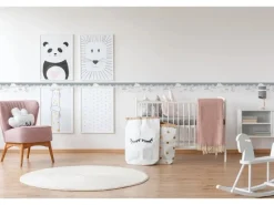 A.S. Création Borte selbstklebend Wolken Kinderzimmer 5 m x 15 cm Grau-Rosa