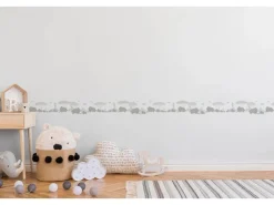 A.S. Création Borte selbstklebend Elefanten Kinderzimmer 5 m x 15 cm Weiß-Grau
