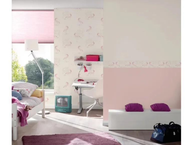 A.S. Création Borte Vlies Boys & Girls 6 Einhorn Weiß-Pink FSC®