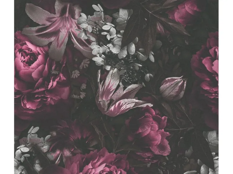 A.S. Création Vliestapete Blumen Lila Schwarz