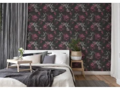 A.S. Création Vliestapete Blumen Lila Schwarz