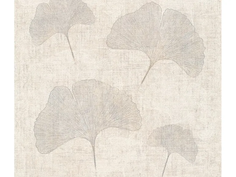 A.S. Création Vliestapete Designbook Ginkgoblatt Beige-Silber FSC®