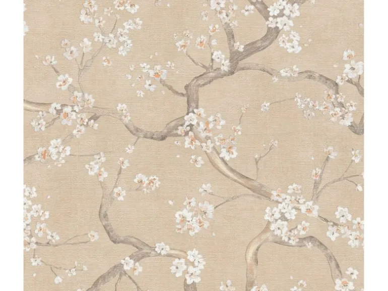 A.S. Création Vliestapete Floral Creme Braun Weiß Metallic 10,05 m x 0,53 m