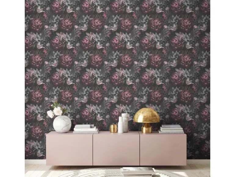 A.S. Création Vliestapete Rosen Grau Rosa