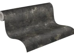 A.S. Création Vliestapete Uni Betonoptik Schwarz Gold