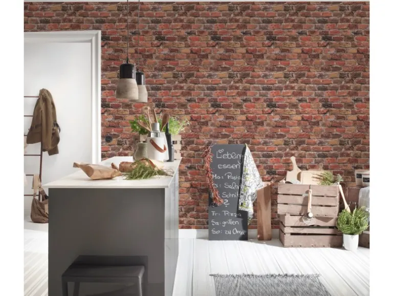 A.S. Création Vliestapete Ziegelsteinmauer Used Look Rot 10,05 m x 0,53 m