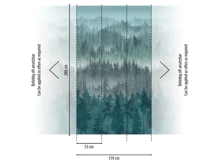 A.S. Creation Fototapete Wald 1,59 m x 2,8 m Blau-Grau FSC®