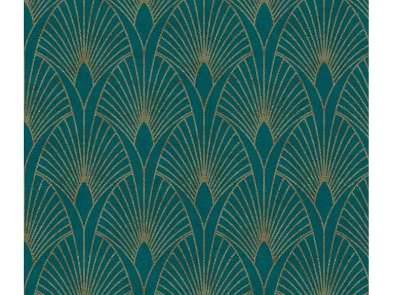 AS Creation Tapete Pop Up Panel Selbstklebend Retro 250 x 52 cm Petrol-Gold FSC®