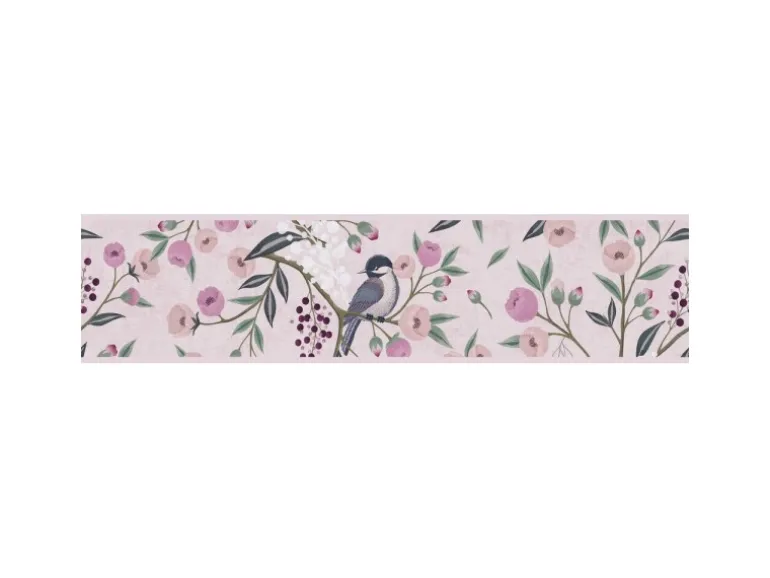 A.S. Creation Vlies-Bordüre Blümchen Vogel 5 m x 0,13 m Grün-Rosa-Lila FSC®