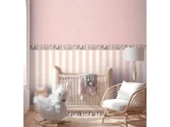 A.S. Creation Vlies-Bordüre Blümchen Vogel 5 m x 0,13 m Grün-Rosa-Lila FSC®