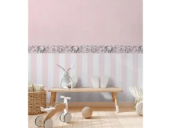 A.S. Creation Vlies-Bordüre Blümchen Vogel 5 m x 0,13 m Grün-Rosa-Lila FSC®