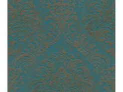 AS-Creation Vliestapete Barock Ornament Petrol-Gold