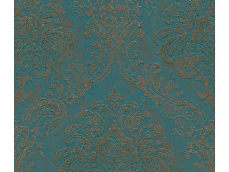 AS-Creation Vliestapete Barock Ornament Petrol-Gold
