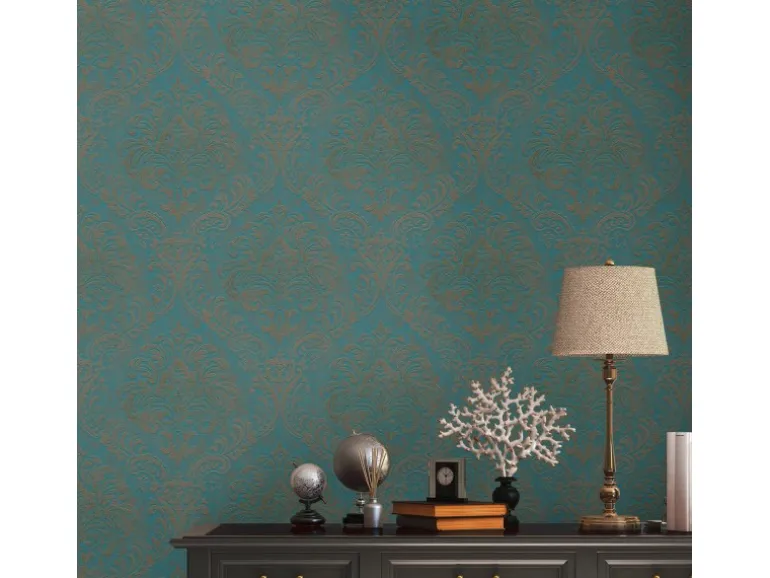 AS-Creation Vliestapete Barock Ornament Petrol-Gold