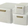 Aufbewahrungsboxen Curver Style 3-er Set Creme S + M + L