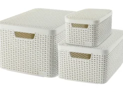 Aufbewahrungsboxen Curver Style 3-er Set Creme S + M + L