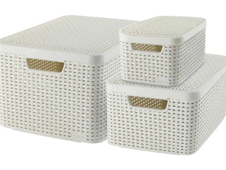 Aufbewahrungsboxen Curver Style 3-er Set Creme S + M + L