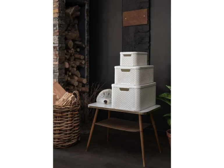 Aufbewahrungsboxen Curver Style 3-er Set Creme S + M + L