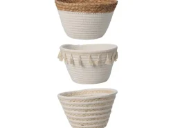 Aufbewahrungskorb 3-fach sortiert Ø 22 cm x 14 cm Natur
