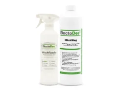 BactoDes MilchWeg Reiniger und Entferner Gegen Milchgeruch Buttersäure Fett- und Ölhaltige Produkte in 1L Flasche mit Misch- und Sprühflasche
