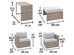 Balkonmöbel-Set Olea Mini 5-teilig Polyrattan Hellgrau