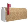 Banjado Amerikanischer Briefkasten Weiß 48x22x16cm US Mailbox Letterbox Postkasten Stahl Pulverbeschichtet Motiv Tapete Beige