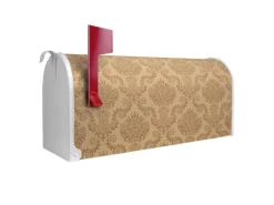 Banjado Amerikanischer Briefkasten Weiß 48x22x16cm US Mailbox Letterbox Postkasten Stahl Pulverbeschichtet Motiv Tapete Beige