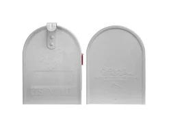 Banjado Amerikanischer Briefkasten Weiß 48x22x16cm US Mailbox Letterbox Postkasten Stahl Pulverbeschichtet Motiv Tapete Beige