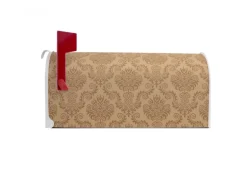 Banjado Amerikanischer Briefkasten Weiß 48x22x16cm US Mailbox Letterbox Postkasten Stahl Pulverbeschichtet Motiv Tapete Beige