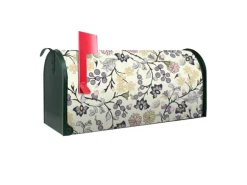 Banjado Amerikanischer Briefkasten Grün 48x22x16cm US Mailbox Letterbox Postkasten Stahl Pulverbeschichtet Motiv Florale Tapete