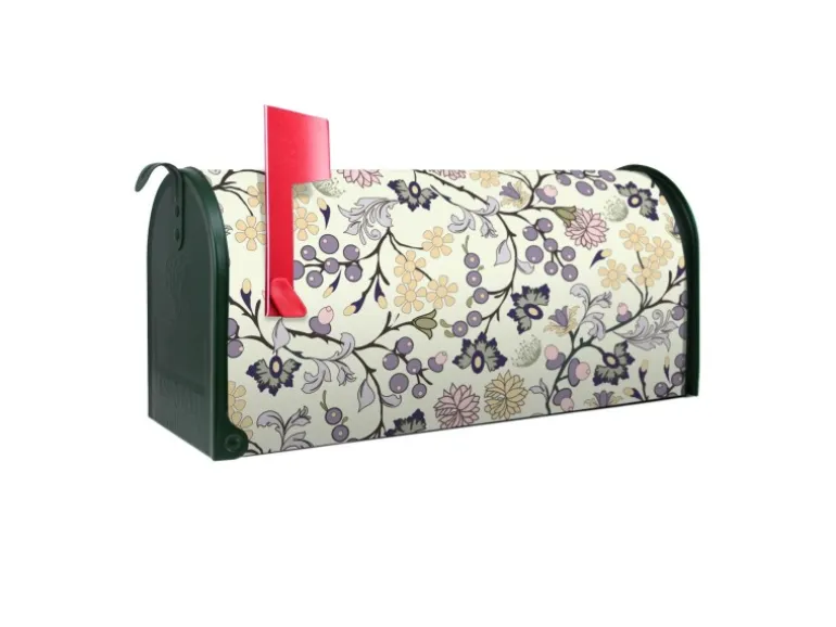Banjado Amerikanischer Briefkasten Grün 48x22x16cm US Mailbox Letterbox Postkasten Stahl Pulverbeschichtet Motiv Florale Tapete
