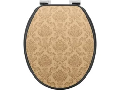 Banjado Anthrazit Toilettendeckel Mit Absenkautomatik WC-Sitz Soft Close Hygienischer Klodeckel MDF Mit Motiv Tapete Beige