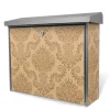 Banjado Briefkasten Edelstahl 38.5x31.5x12cm Ohne Zeitungsfach Inkl. Montagematerial Motiv Tapete Beige