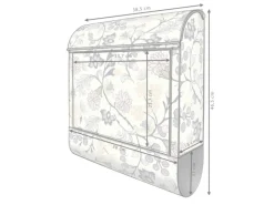 Banjado Design Briefkasten Schwarz Pulverbeschichtet 39x47x14cm 2 Schlüssel Mit Zeitungsfach Motiv Florale Tapete