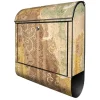 Banjado Design Briefkasten Schwarz Pulverbeschichtet 39x47x14cm 2 Schlüssel Mit Zeitungsfach Motiv Alte Tapeten