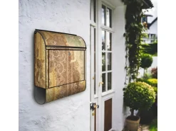 Banjado Design Briefkasten Schwarz Pulverbeschichtet 39x47x14cm 2 Schlüssel Mit Zeitungsfach Motiv Alte Tapeten