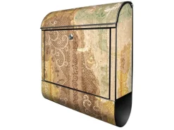 Banjado Design Briefkasten Schwarz Pulverbeschichtet 39x47x14cm 2 Schlüssel Mit Zeitungsfach Motiv Alte Tapeten