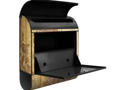 Banjado Design Briefkasten Schwarz Pulverbeschichtet 39x47x14cm 2 Schlüssel Mit Zeitungsfach Motiv Alte Tapeten